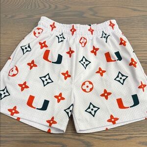 Stylish White and Orange Patterned Men's Shorts